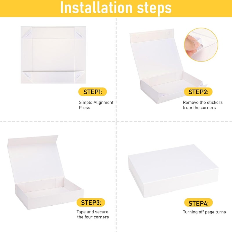 Ditwis 11.5x8.5x2.3 Inches Gift Box with Magnetic Closure Lid, White Magnetic Box for Wedding, Groomsmen Bridesmaid Proposal, Birthdays, Mother's Day, 1 Pack - Image 5